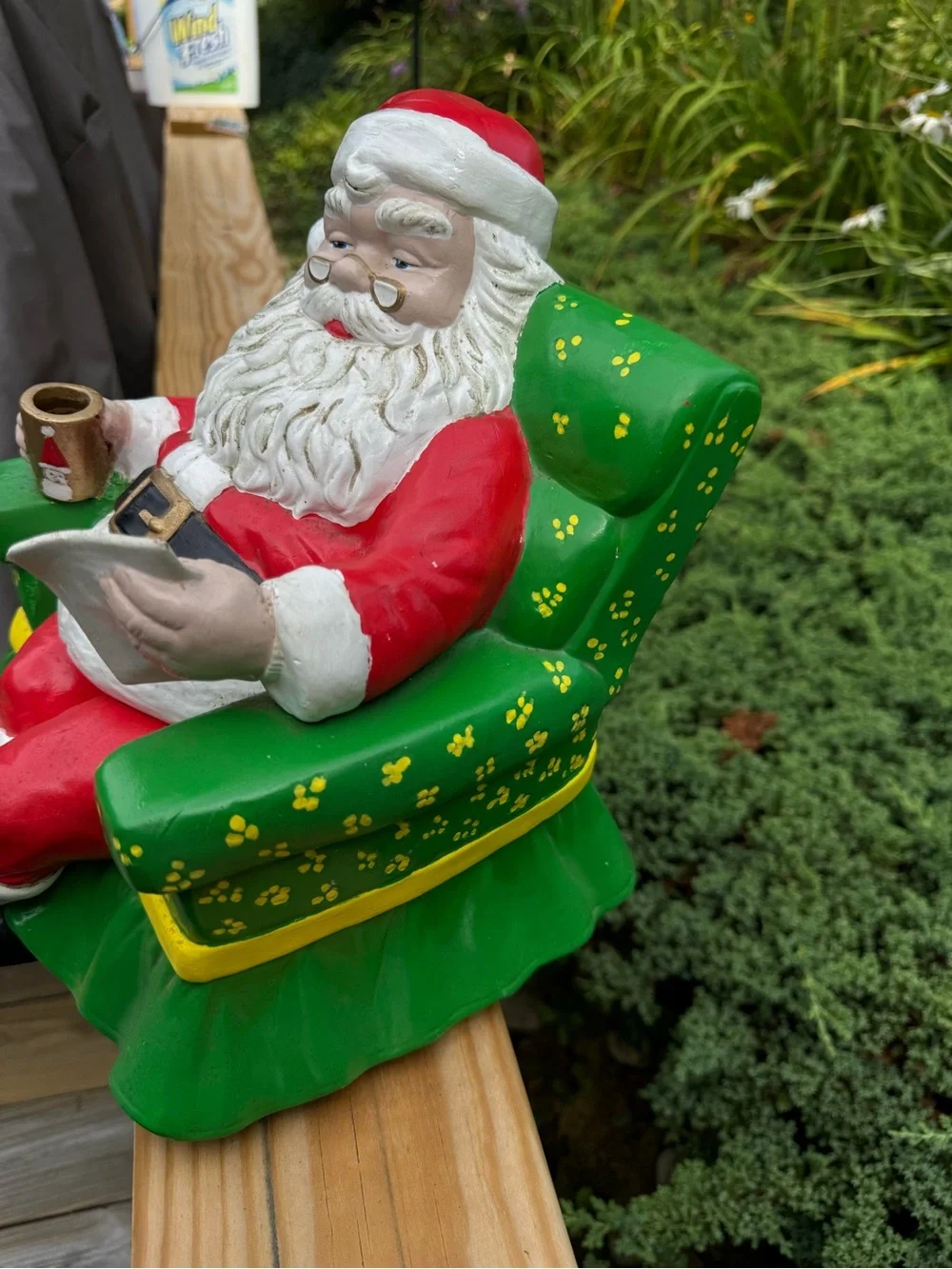 Vintage cookie jar Santa Red Green - Decorative Home Holiday Accent 1970’s